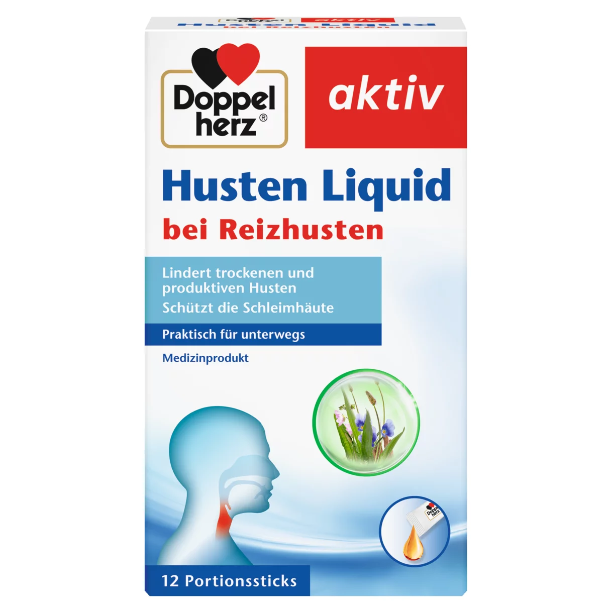 Abbildung der Produktverpackung Doppelherz aktiv Husten Liquid Frontansicht